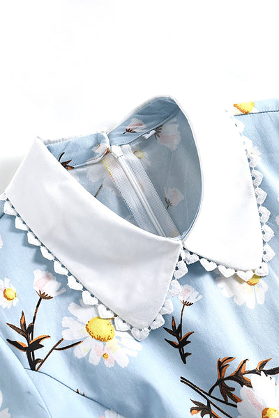 Abito Con Stampa Blu Estiva Anni '50