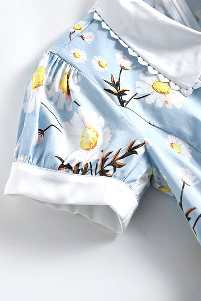 Abito Con Stampa Blu Estiva Anni '50