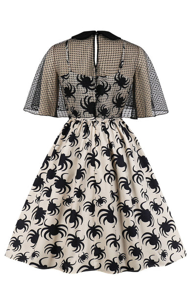 Abito Vintage Di Halloween Con Stampa Ragno Bianco