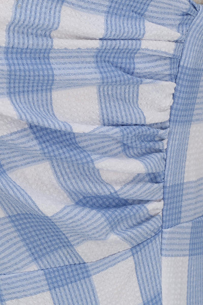 Abito Asimmetrico Vintage Con Plaid Blu