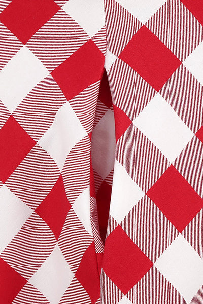 Abito Svasato Scozzese Rosso Vintage Anni '50