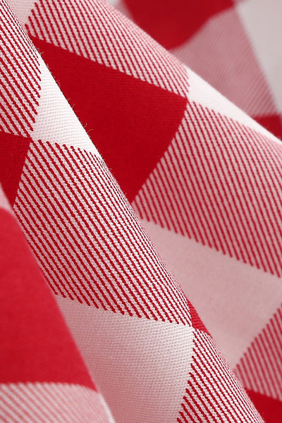 Abito Svasato Scozzese Rosso Vintage Anni '50