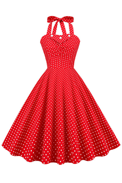 Abito Vintage A Pois Rosso Anni '50