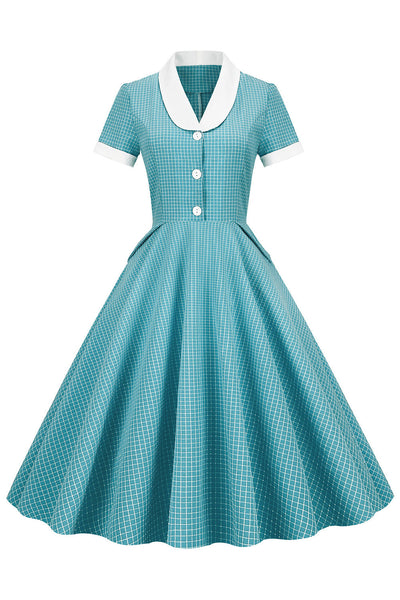 Abito Con Collo A Scialle Scozzese Vintage