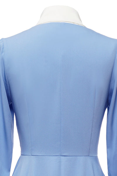 Abito A Trapezio Vintage Blu Con Papillon