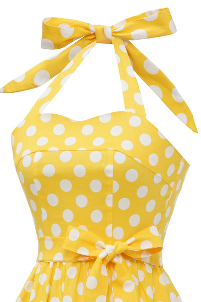 Pin Up Abito Vintage A Pois Giallo