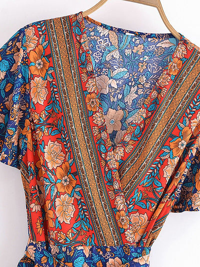 Abito Da Bambina A Fiori Arancione E Blu Anni '70