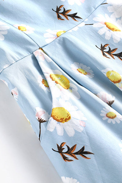 Abito Con Stampa Blu Estiva Anni '50