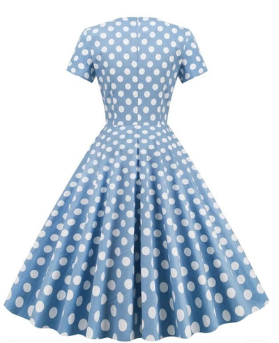 Abito Vintage A Pois Blu Aperto