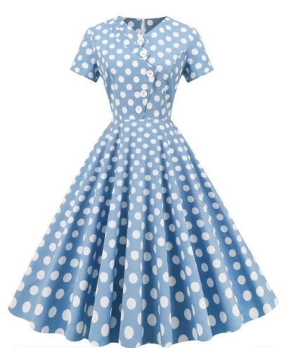 Abito Vintage A Pois Blu Aperto