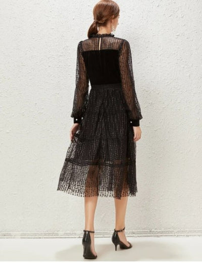 Abito In Pizzo Vintage Chic Anni '40 Nero