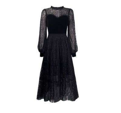 Abito In Pizzo Vintage Chic Anni '40 Nero
