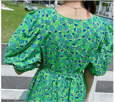 Abito Floreale Verde Anni '40