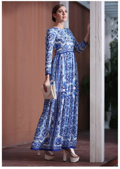 Abito Taglie Forti Anni '40 Blu