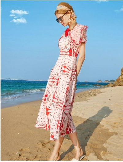 Abito Anni '40 Cuori Rosa