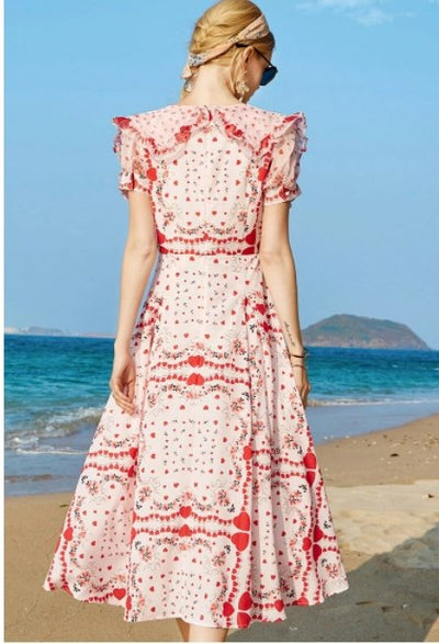 Abito Anni '40 Cuori Rosa