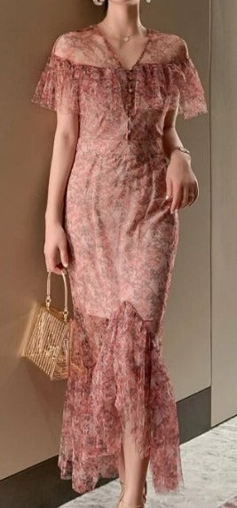 Sexy Vestito Rosa Anni '40