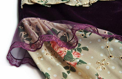 Abito In Velluto Floreale Anni '40