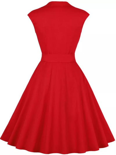 Abito Americano Anni '50 A Pois Rossi