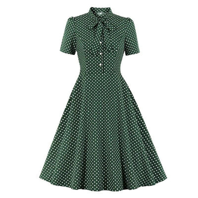 Abito Vintage A Pois Verde Anni '50