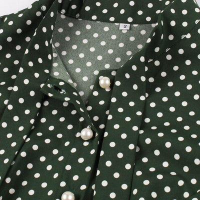 Abito Vintage A Pois Verde Anni '50