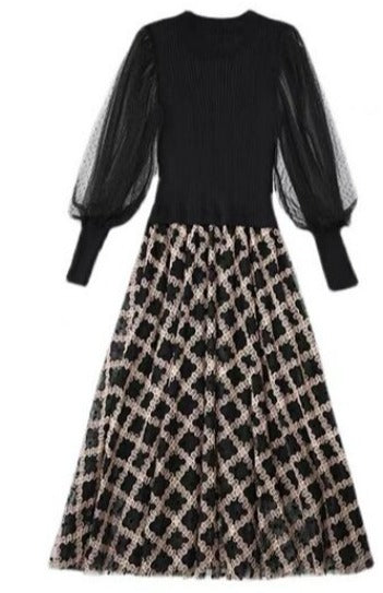 Abito Vintage A Quadri Neri Anni '40