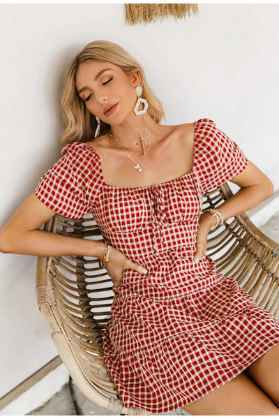 Abito Vintage A Quadri Rossi