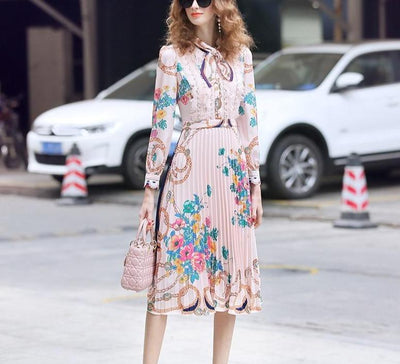 Abito A Trapezio Stile Anni '40 Rosa