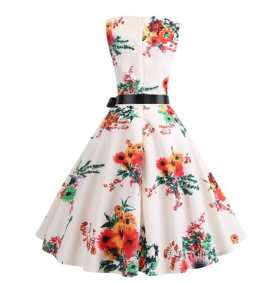 Abito Svasato Vintage Beige E Rosa