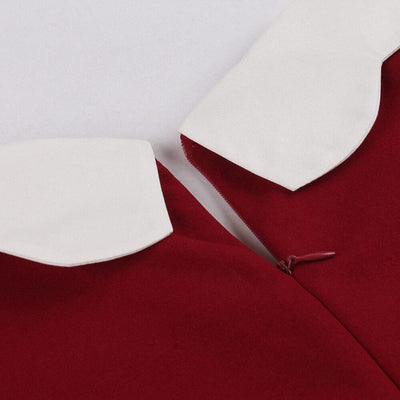 Abito Anni Cinquanta Rosso Con Colletto Alla Peter Pan