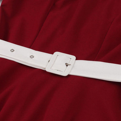 Abito Anni Cinquanta Rosso Con Colletto Alla Peter Pan