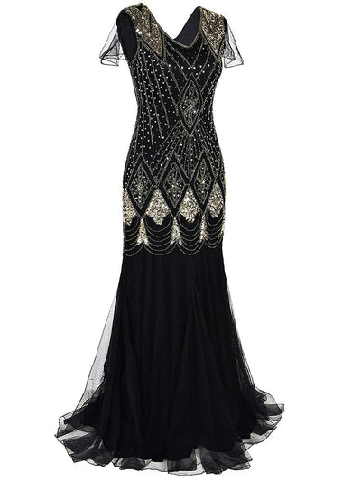 Abito Lungo Gatsby Haute Couture Nero E Oro