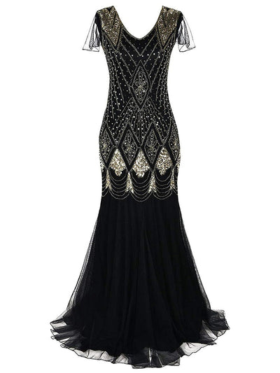Abito Lungo Gatsby Haute Couture Nero E Oro