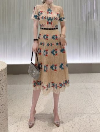 Abito Lungo Arricciato Champagne Vintage