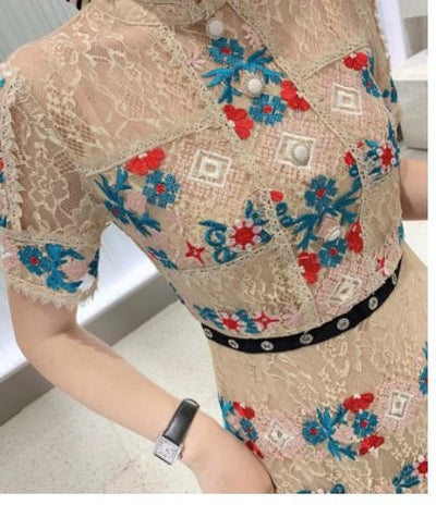 Abito Lungo Arricciato Champagne Vintage