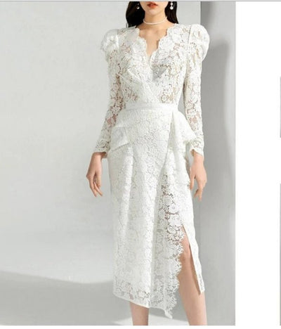 Abito Da Sposa Vintage In Pizzo Bianco