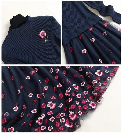 Abito Da Sposa Vintage In Pizzo Blu Scuro