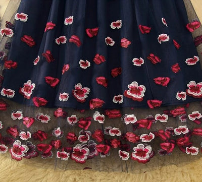 Abito Da Sposa Vintage In Pizzo Blu Scuro