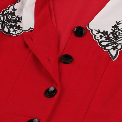 Abito Rosso Anni '50 Con Collo Largo