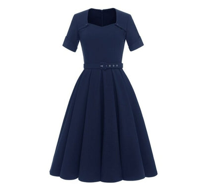 Abito In Stile Anni '50 Blu Navy Vintage
