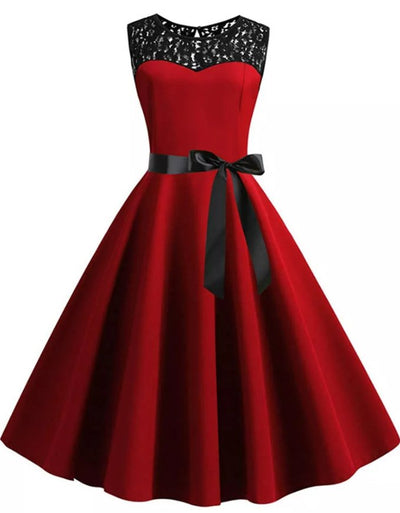 Abito Stile Anni '60 Da Donna Bordeaux