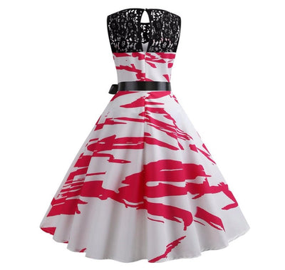 Abito A Trapezio Vintage Rosso E Bianco