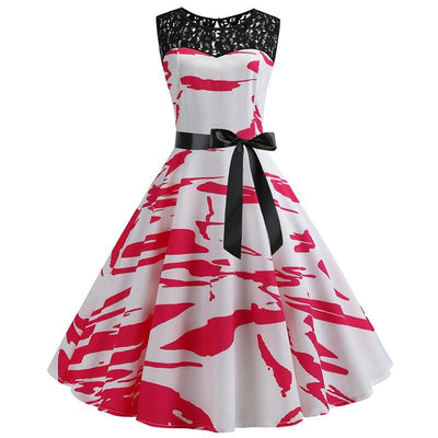 Abito A Trapezio Vintage Rosso E Bianco