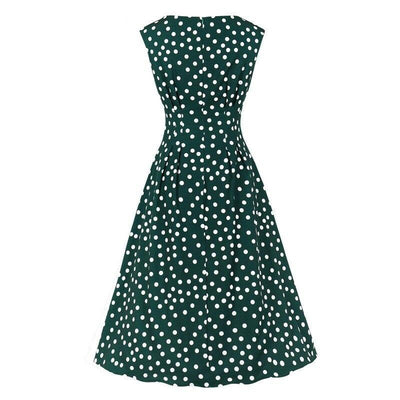 Abito Vintage A Pois Bianco Verde Anni '50
