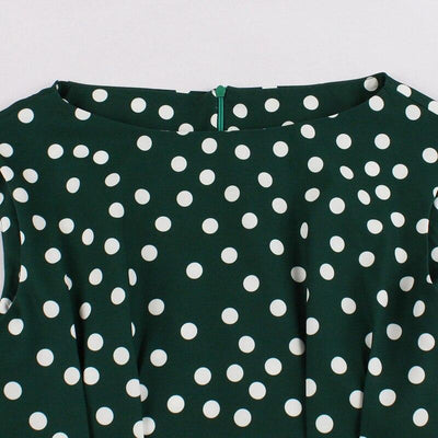 Abito Vintage A Pois Bianco Verde Anni '50