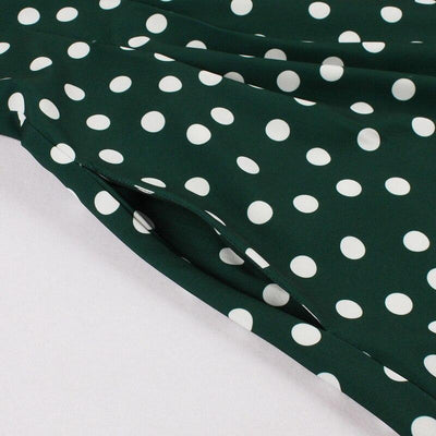Abito Vintage A Pois Bianco Verde Anni '50