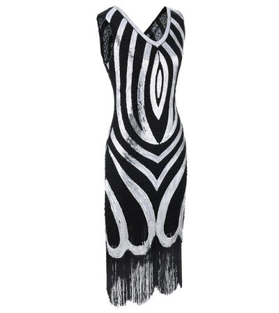 Abito Vintage Anni '20 Con Perline Nere