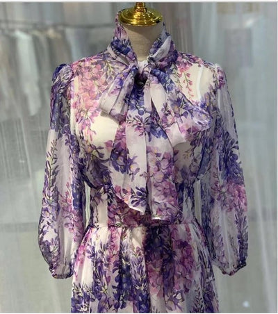 Abito Vintage Lungo Color Lavanda Anni '40