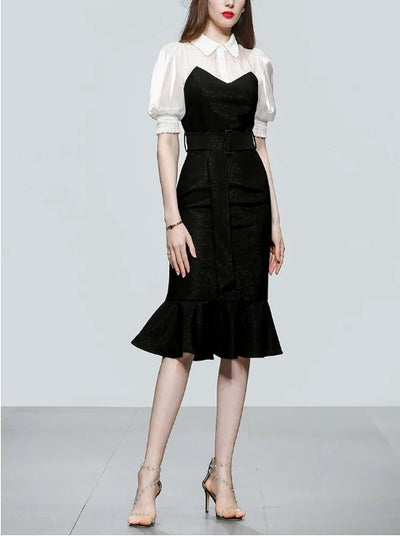 Abito Vintage Nero A Vita Alta Anni '40