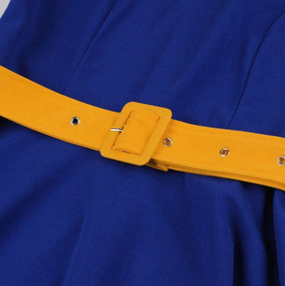 Abito Vintage Autunno Giallo Blu